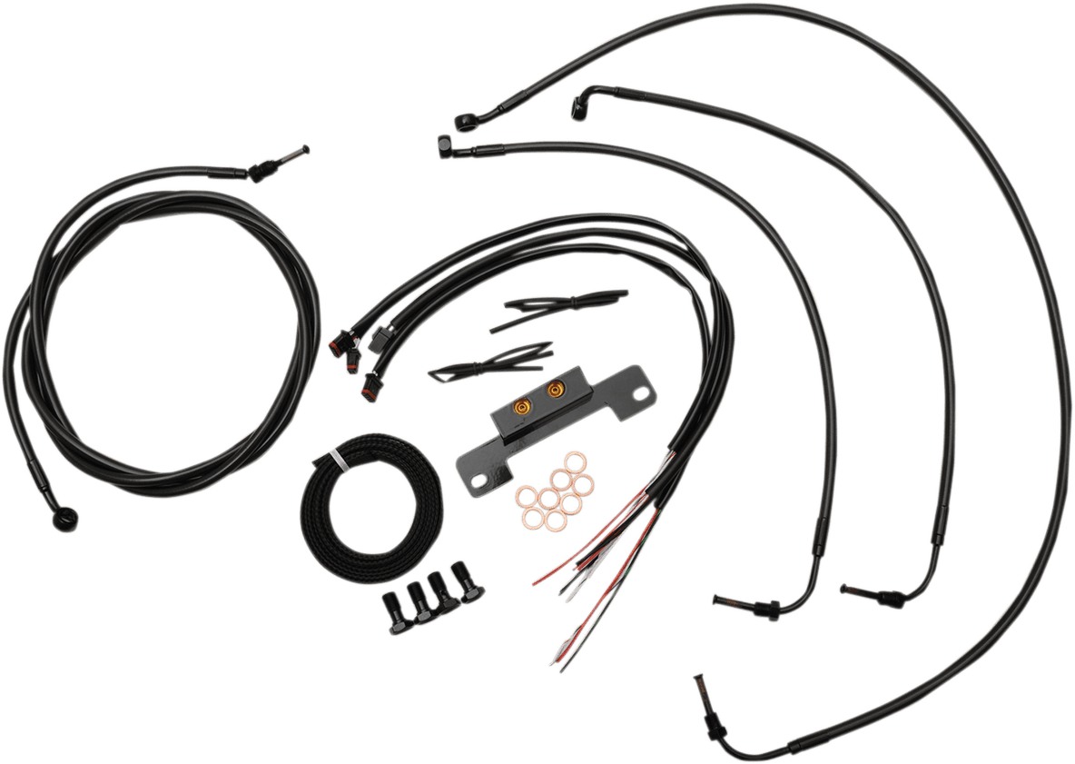 LA CHOPPERS 0662-0209 Complete Midnight Braided Cable Kit - Mini Handlebars - '17-'20 Touring
