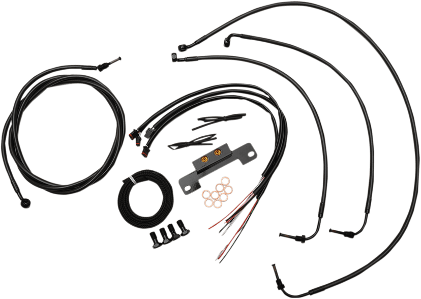 LA CHOPPERS 0662-0212 Complete Midnight Braided Cable Kit - 12"-14" Handlebars - '17-'20 Touring