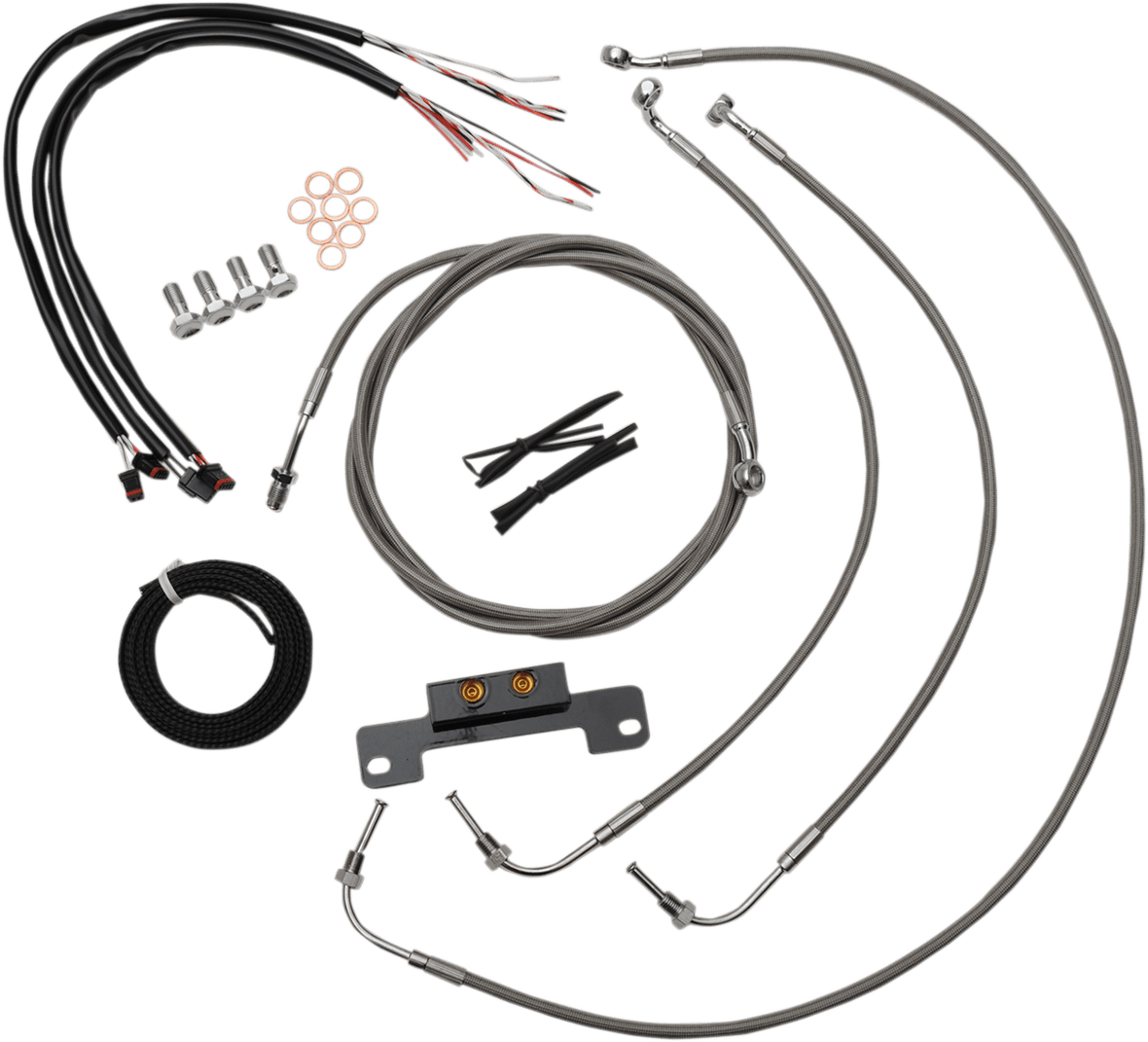 LA CHOPPERS 0662-0213 Complete Stainless Braided Handlebar Cable/Brake Line Kit - 15"-17" Handlebars - '17-'20 Touring