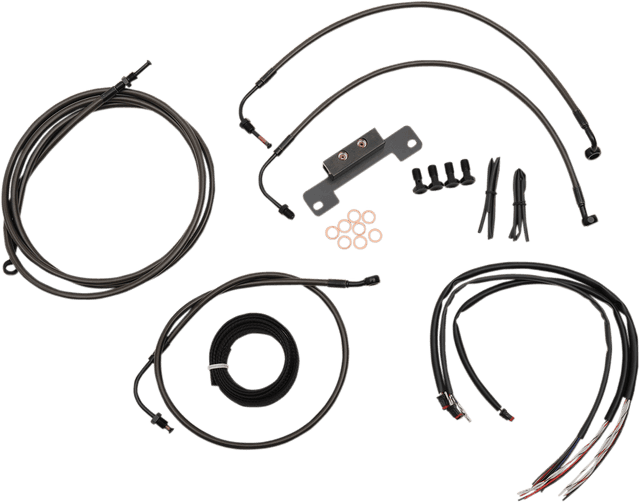 LA CHOPPERS 0662-0378 Complete Midnight Braided Cable Kit - 12"-14" Handlebars - '16 FLHX