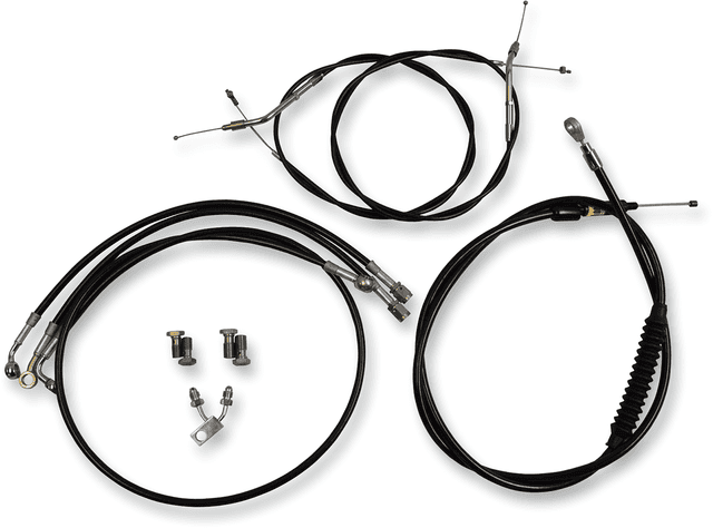 LA CHOPPERS 0662-0401 Standard Black Vinyl Handlebar Cable/Brake Line Kit - 12"-14" Ape Hangers - '16-'17 FXSB
