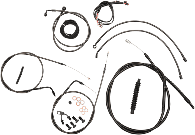 LA CHOPPERS 0662-0411 Complete Midnight Braided Cable Kit - 12"-14" Handlebars - ABS - '16-'17 FXSB