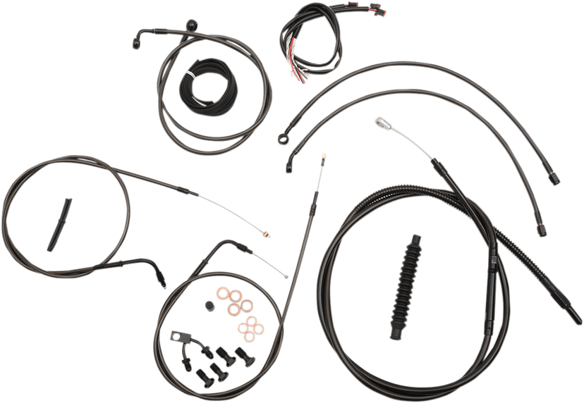 LA CHOPPERS 0662-0411 Complete Midnight Braided Cable Kit - 12"-14" Handlebars - ABS - '16-'17 FXSB