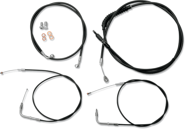 LA CHOPPERS 0662-0419 Standard Black Vinyl Handlebar Cable/Brake Line Kit - 12"-14" Ape Hangers - '08-'17 FXDF