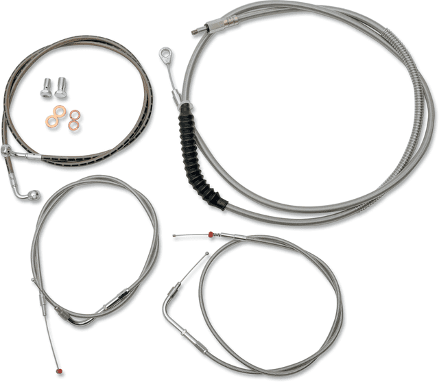 LA CHOPPERS 0662-0421 Standard Stainless Braided Handlebar Cable/Brake Line Kit - 15"-17" Ape Hangers - '08-'17 FXDF
