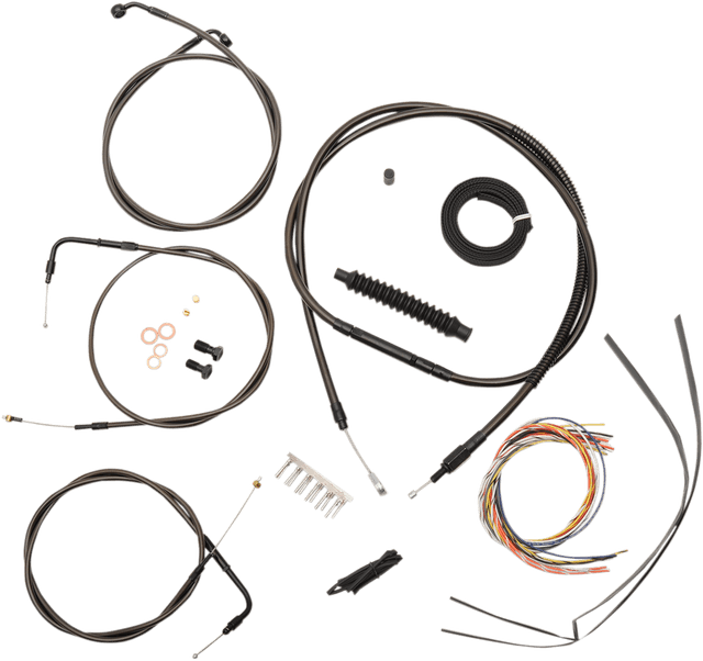 LA CHOPPERS 0662-0429 Complete Midnight Braided Cable Kit - 12"-14" Handlebars - '12-'17 FXDF