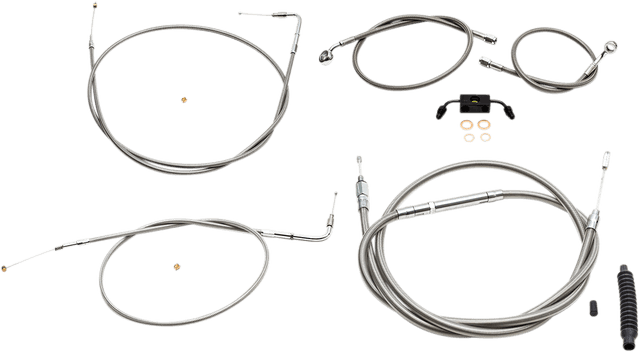 LA CHOPPERS 0662-0436 Standard Stainless Braided Handlebar Cable/Brake Line Kit - 12"-14" Ape Hangers - '12-'17 FXDF