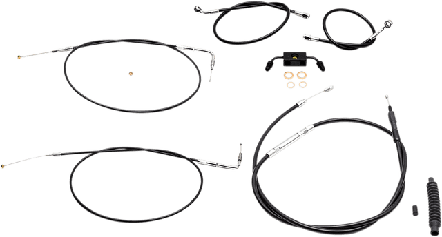 LA CHOPPERS 0662-0437 Standard Black Vinyl Handlebar Cable/Brake Line Kit - 12"-14" Ape Hangers - '12-'17 FXDF