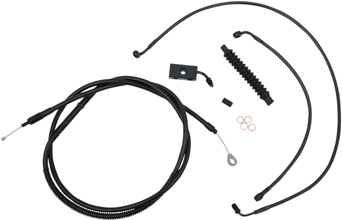 LA CHOPPERS 0662-0484 Standard Midnight Braided Handlebar Cable/Brake Line Kit - 12"-14" Ape Hangers - '18-'22 Softail