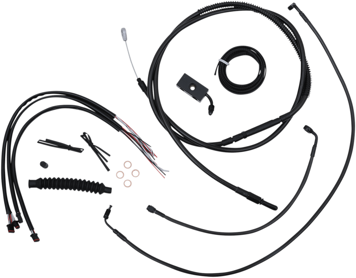 LA CHOPPERS 0662-0499 Complete Midnight Braided Cable Kit - 18"-20" Handlebars - ABS - '18-'22 Softail