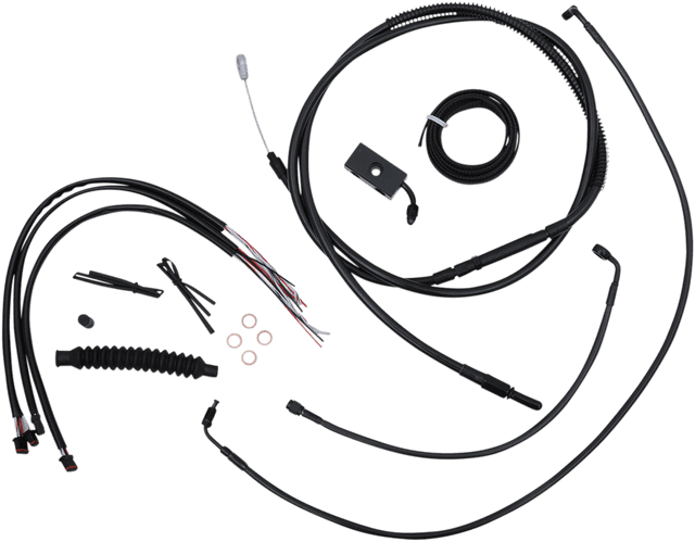 LA CHOPPERS 0662-0499 Complete Midnight Braided Cable Kit - 18"-20" Handlebars - ABS - '18-'22 Softail