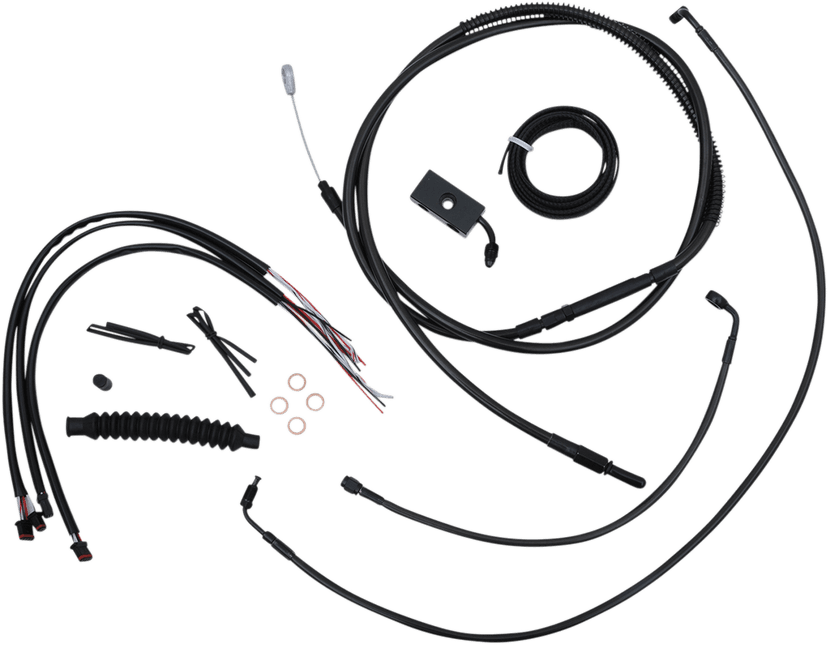 LA CHOPPERS 0662-0499 Complete Midnight Braided Cable Kit - 18"-20" Handlebars - ABS - '18-'22 Softail