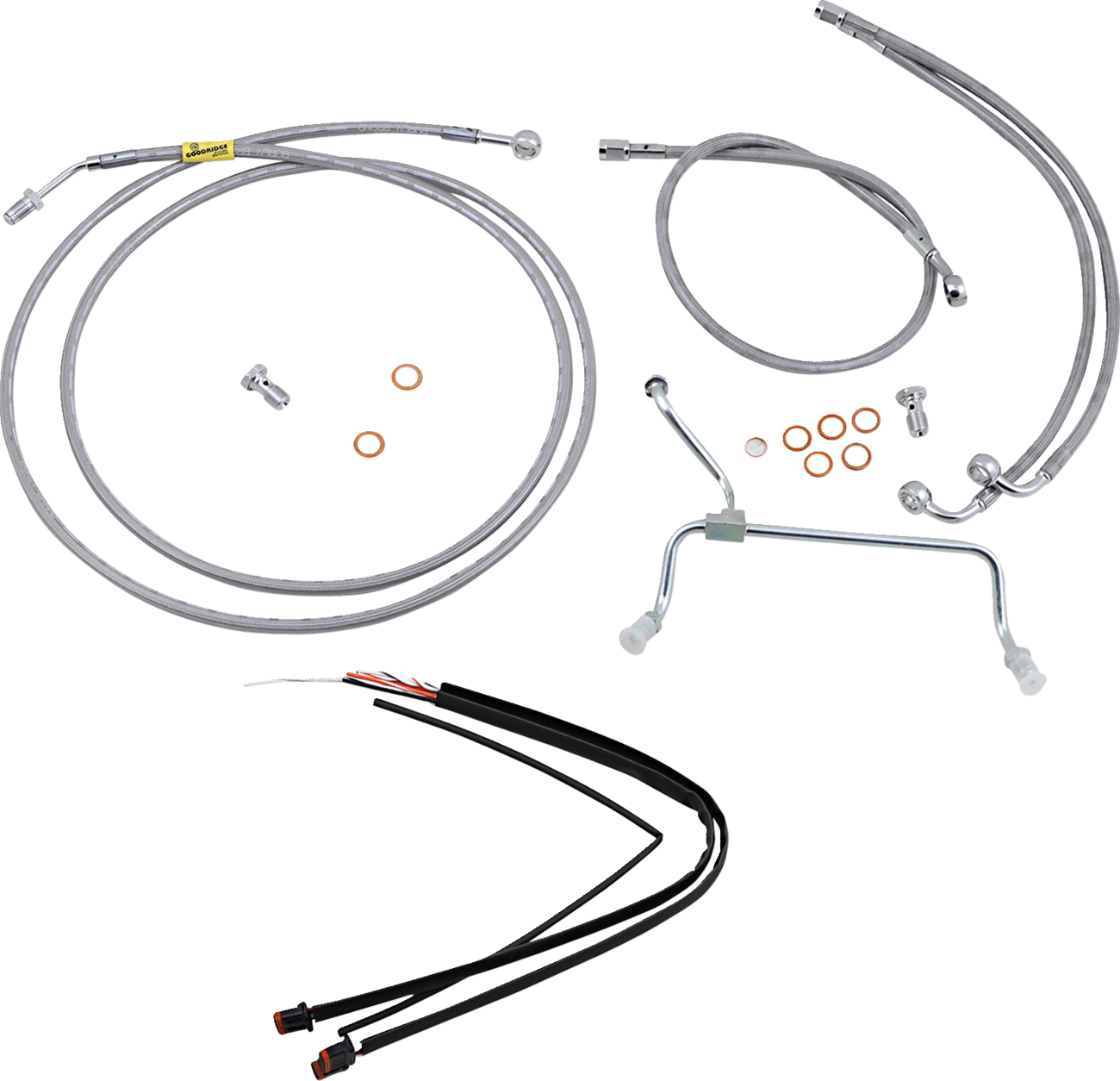 BURLY BRAND 0662-0544 Complete Stainless Braided Handlebar Cable/Brake Line Kit - 13" Ape Hangers - '17-'20 FLH