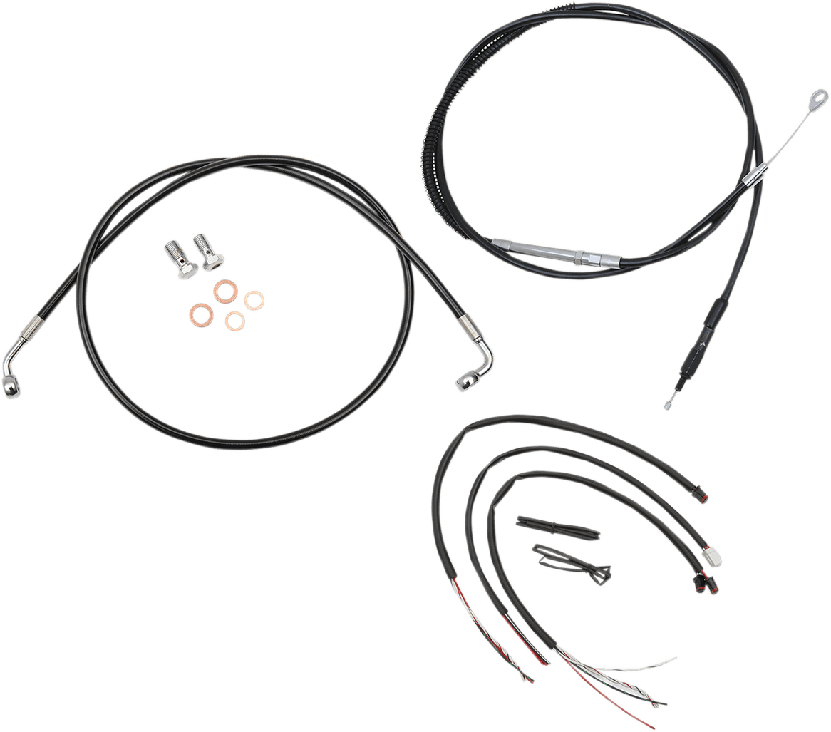 LA CHOPPERS 0662-0547 Complete Black Vinyl Braided Handlebar Cable/Brake Line Kit - 12"-14" Handlebars - '18-'22 Softail