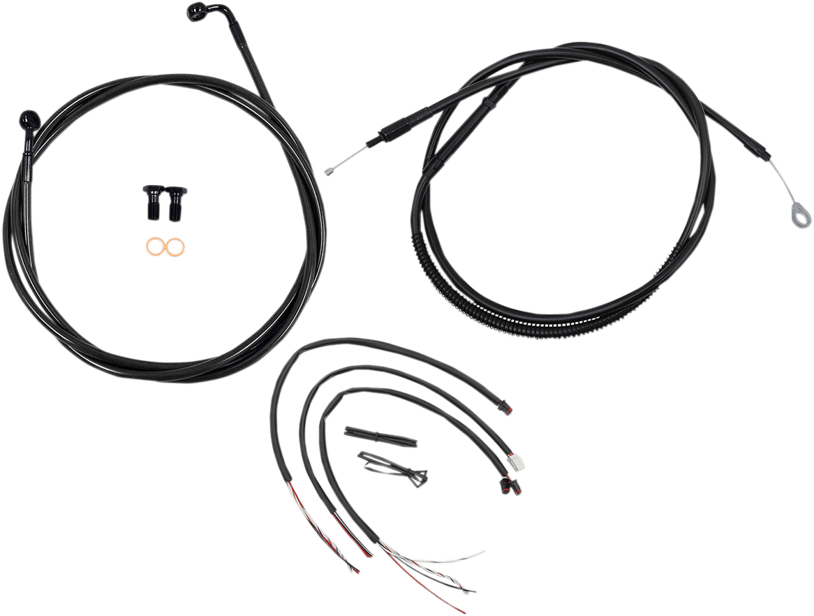 LA CHOPPERS 0662-0548 Complete Midnight Braided Cable Kit - 12"-14" Handlebars - '18-'19 Softail