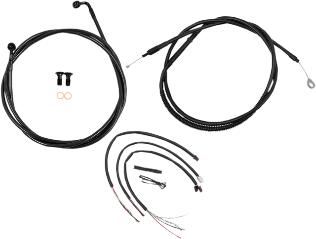 LA CHOPPERS 0662-0548 Complete Midnight Braided Cable Kit - 12"-14" Handlebars - '18-'19 Softail