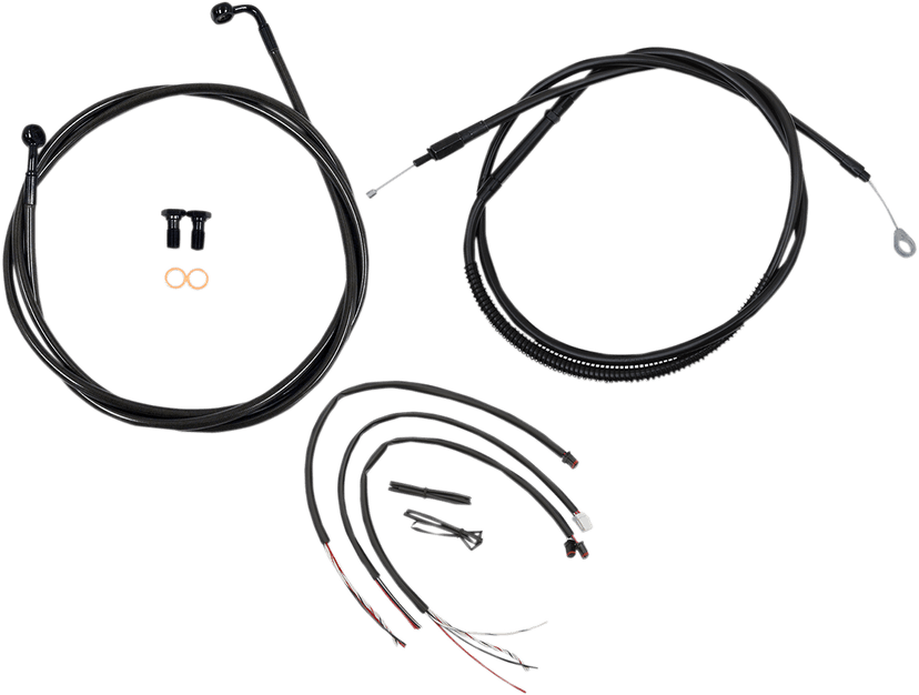 LA CHOPPERS 0662-0551 Complete Midnight Braided Cable Kit - 15"-17" Handlebars - '18-'19 Softail