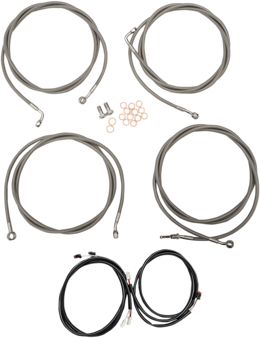 LA CHOPPERS 0662-0555 Complete Plug-and-Play Cable Kit - Mini Handlebars - '17-'20 Touring - ABS - Stainless