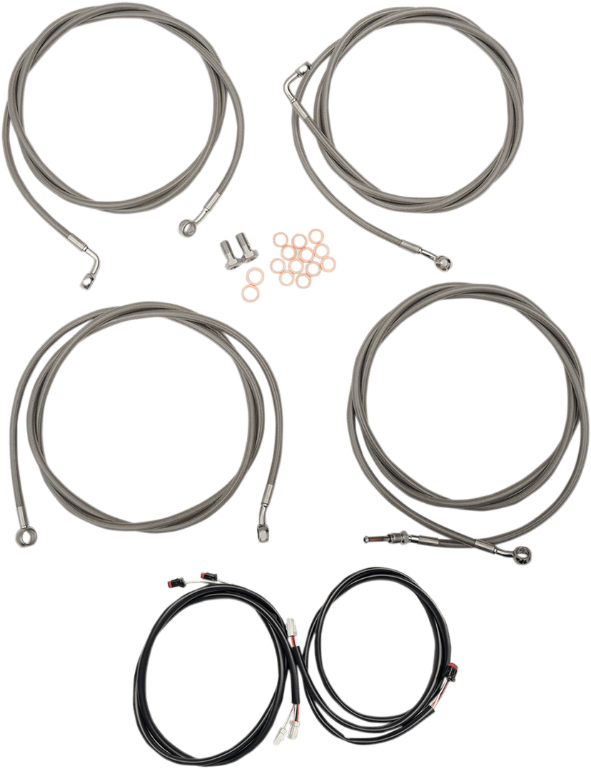 LA CHOPPERS 0662-0555 Complete Plug-and-Play Cable Kit - Mini Handlebars - '17-'20 Touring - ABS - Stainless
