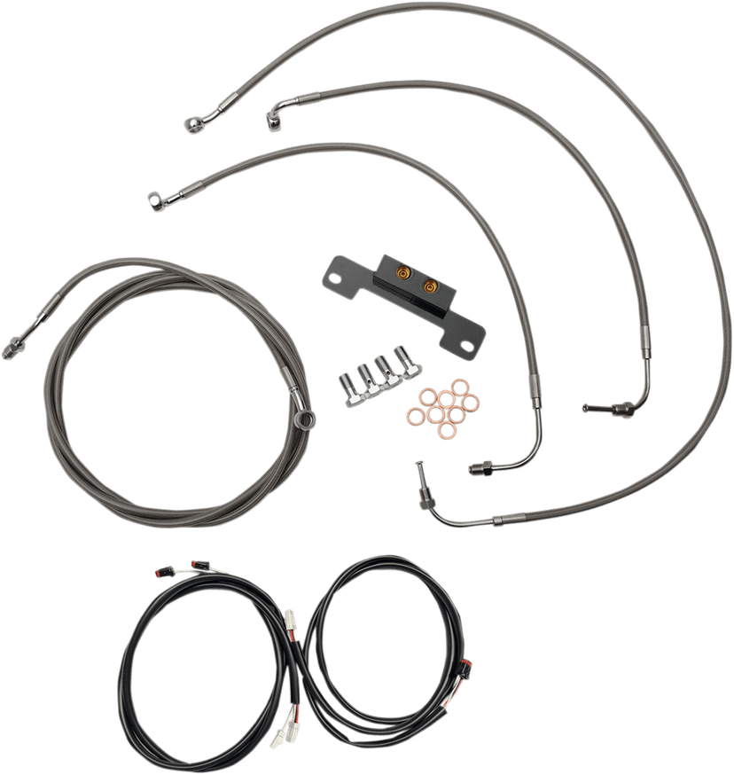 LA CHOPPERS 0662-0573 Complete Plug-and-Play Cable Kit - 18" - 20" Handlebars - '17-'19 Touring - Stainless