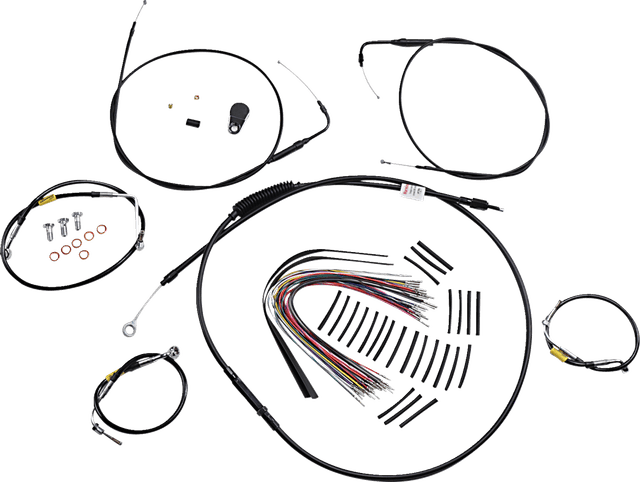 BURLY BRAND 0662-0579 Control Kit for Early Touring Bikes with Bagger Bar Handlebars - 15" - Non-Cruise - Black