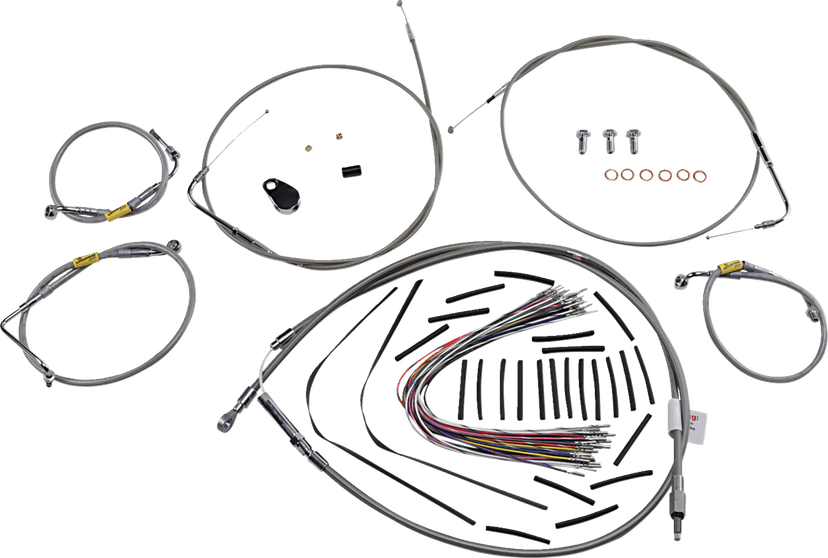BURLY BRAND 0662-0580 Control Kit for Early Touring Bikes with Bagger Bar Handlebars - 13" - Non-Cruise - Stainless