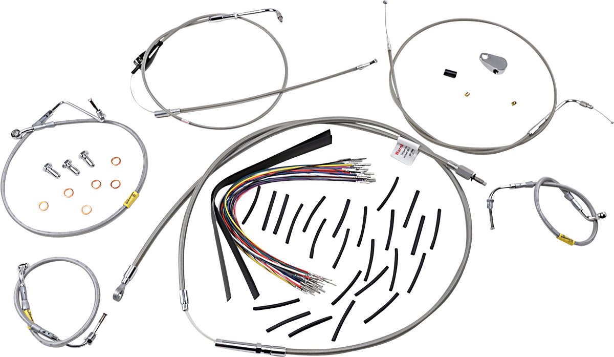 BURLY BRAND 0662-0584 Control Kit for Early Touring Bikes with Bagger Bar Handlebars - 13" - Cruise - Stainless