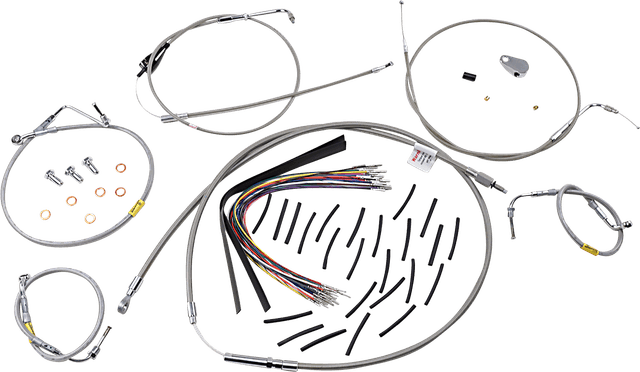 BURLY BRAND 0662-0584 Control Kit for Early Touring Bikes with Bagger Bar Handlebars - 13" - Cruise - Stainless