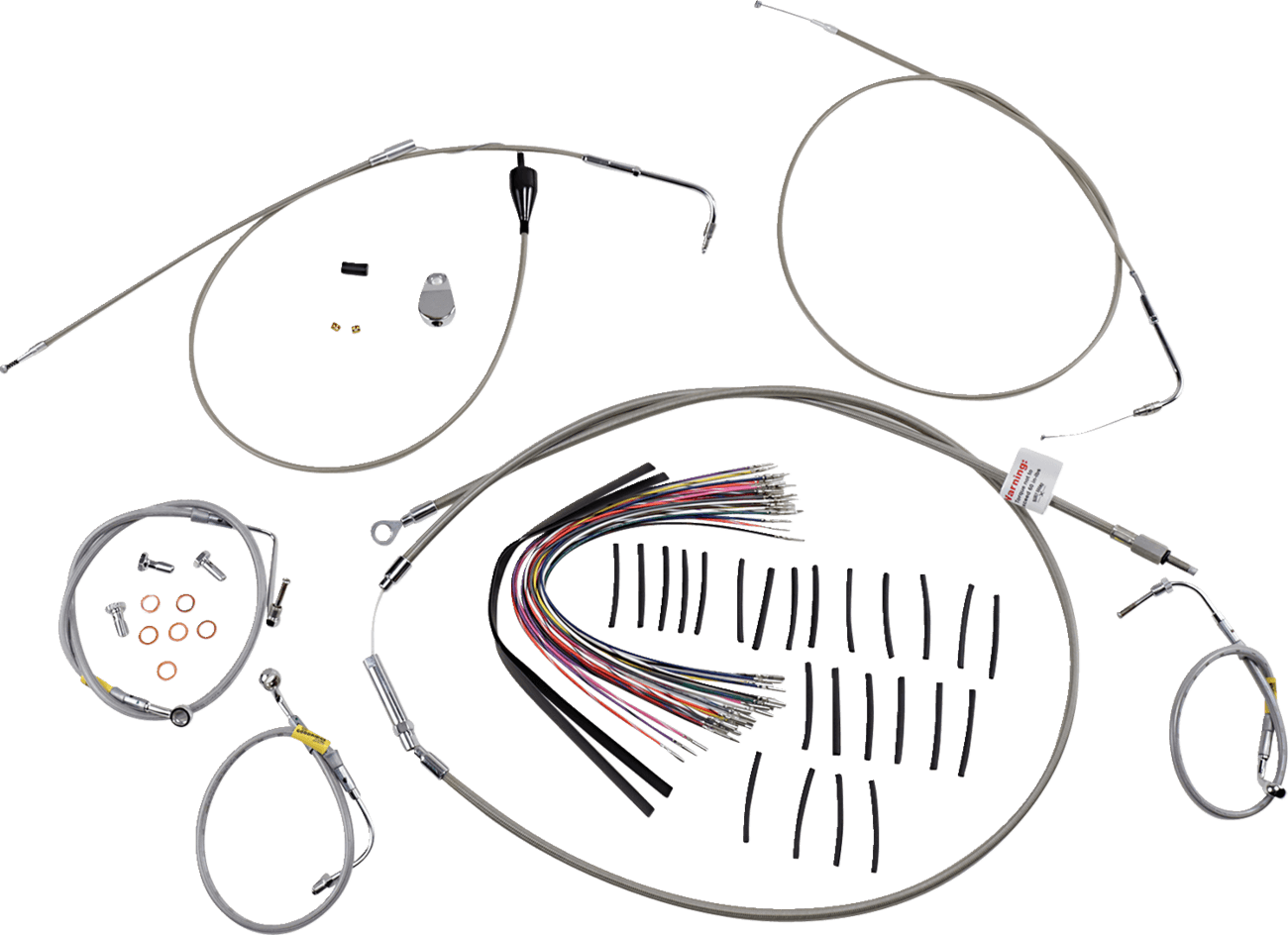BURLY BRAND 0662-0585 Control Kit for Early Touring Bikes with Bagger Bar Handlebars - 15" - Cruise - Stainless
