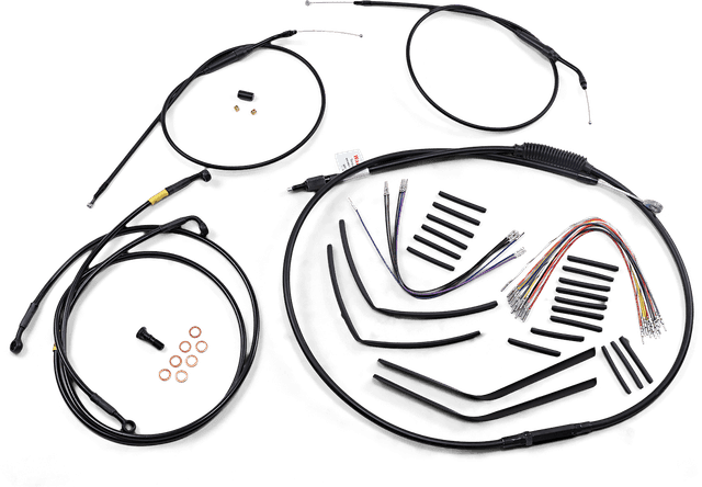 BURLY BRAND 0662-0596 Jail Bar Cable Kit - 12" Handlebars - Black Vinyl - '96-'05 Dyna