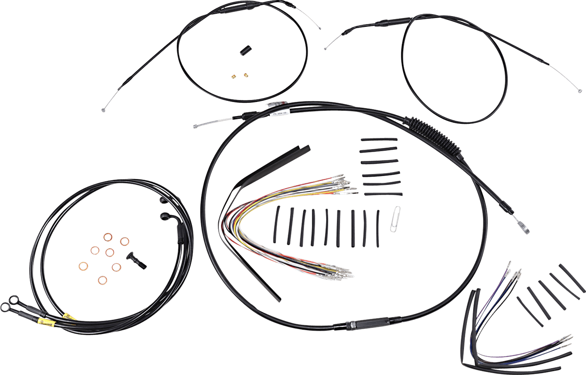 BURLY BRAND 0662-0599 Jail Bar Cable Kit - 14" Handlebars - Black Vinyl - '08-'11 FXDF