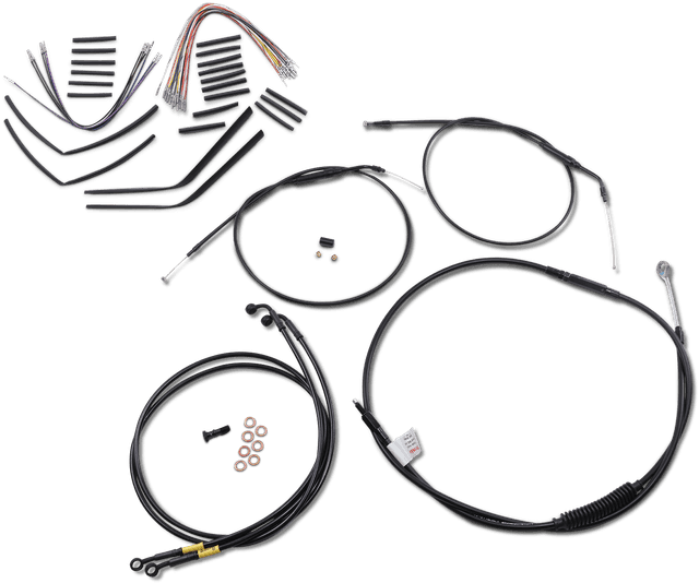 BURLY BRAND 0662-0614 Complete Black Vinyl Handlebar Cable/Line Kit for Ape Hangers - 14" - '08-'11 FXDF