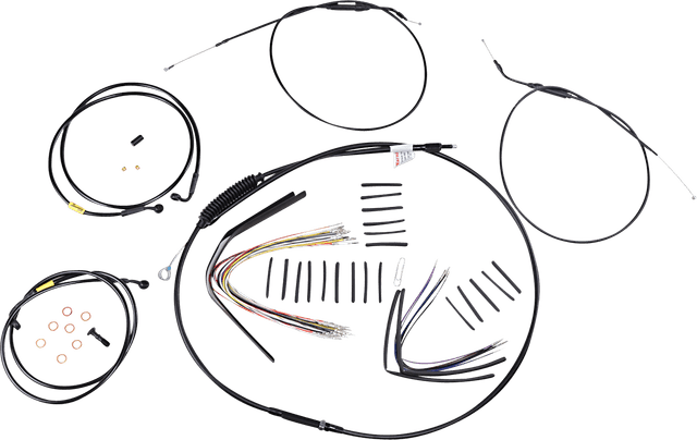 BURLY BRAND 0662-0615 Complete Black Vinyl Handlebar Cable/Line Kit for Ape Hangers - 16" - '08-'11 FXDF