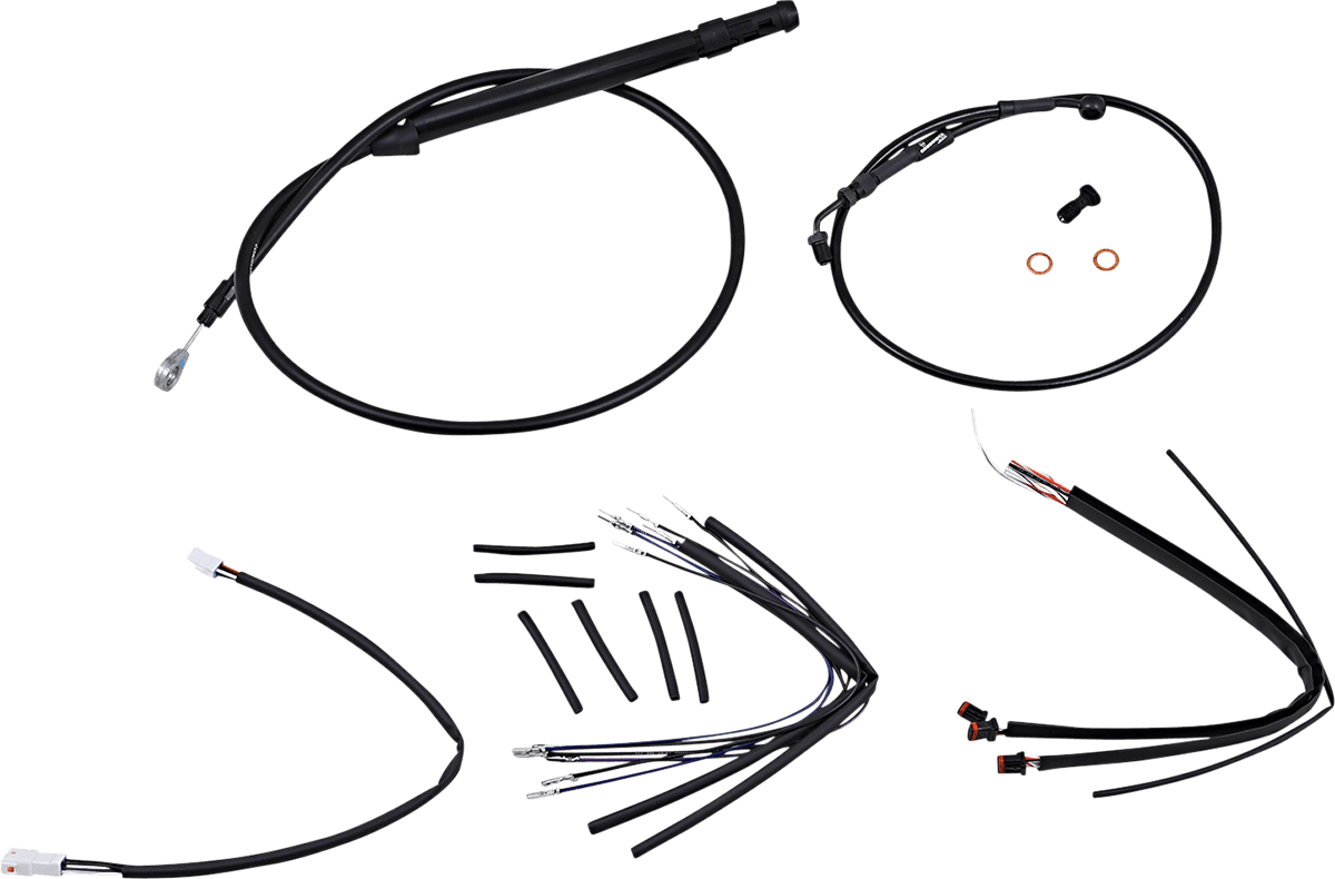 BURLY BRAND 0662-0710 Handlebar Cable/Brake Line Kit for Burly Ape Handlebars - 14" Gorilla - Softail/Touring - Black