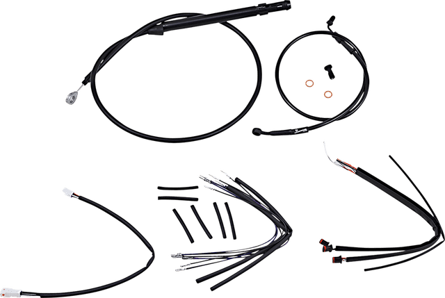BURLY BRAND 0662-0711 Handlebar Cable/Brake Line Kit for Burly Ape Handlebars - 16" Gorilla - Softail/Touring - Black