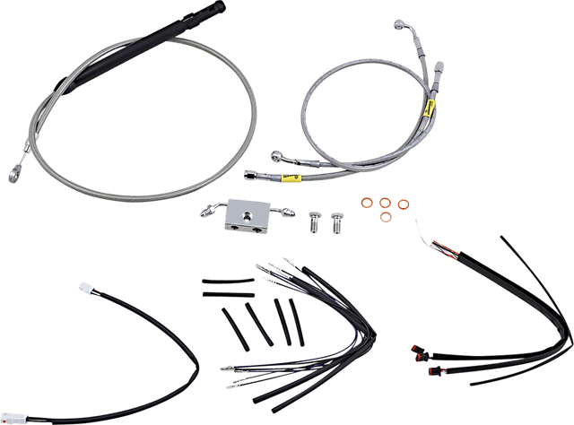 BURLY BRAND 0662-0714 Handlebar Cable/Brake Line Kit for Burly Ape Handlebars - 16" Gorilla - Softail/Touring - Stainless — image 1 of 2
