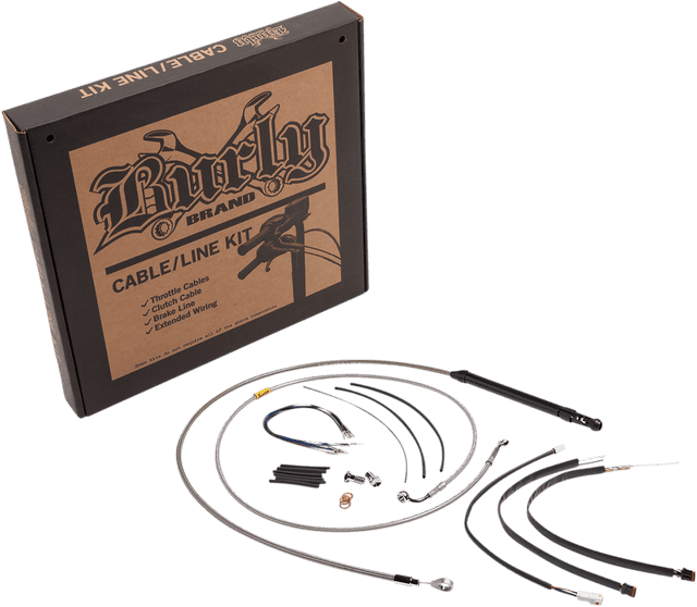 BURLY BRAND 0662-0714 Handlebar Cable/Brake Line Kit for Burly Ape Handlebars - 16" Gorilla - Softail/Touring - Stainless — image 2 of 2