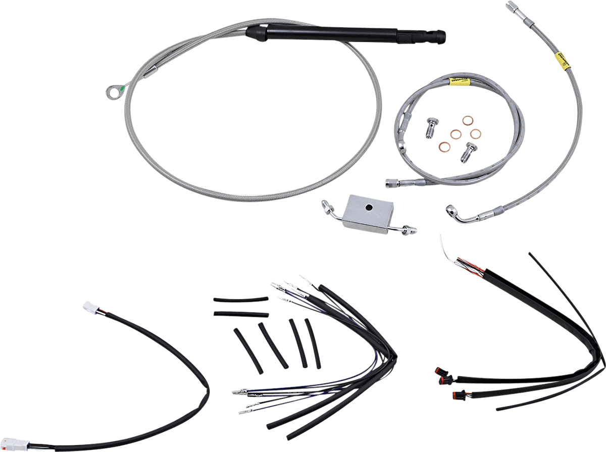 BURLY BRAND 0662-0715 Handlebar Cable/Brake Line Kit for Burly Ape Handlebars - 18" Gorilla - Softail/Touring - Stainless