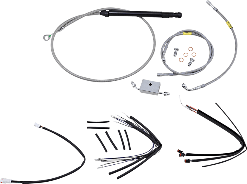 BURLY BRAND 0662-0715 Handlebar Cable/Brake Line Kit for Burly Ape Handlebars - 18" Gorilla - Softail/Touring - Stainless