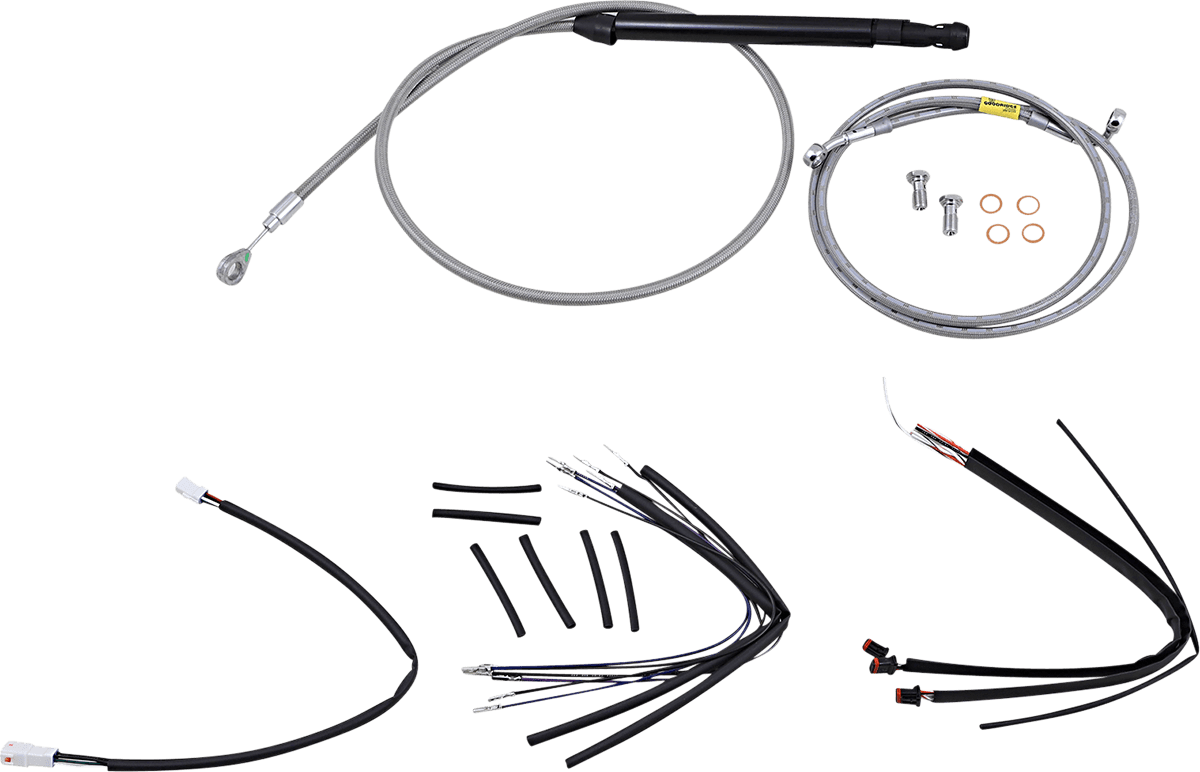 BURLY BRAND 0662-0720 Handlebar Cable/Brake Line Kit for Burly Ape Handlebars - 16" Gorilla - FLSL - Stainless