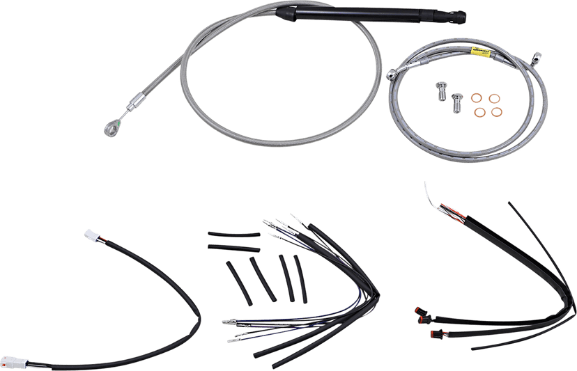 BURLY BRAND 0662-0720 Handlebar Cable/Brake Line Kit for Burly Ape Handlebars - 16" Gorilla - FLSL - Stainless