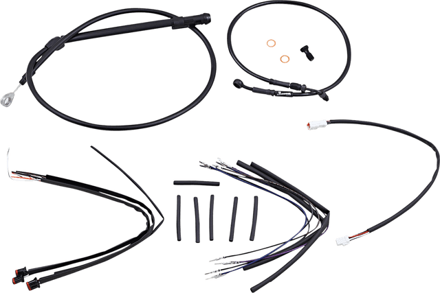 BURLY BRAND 0662-0722 Jail Bar Cable Kit - 12" Handlebars - Black Vinyl - '18-'24 Softail