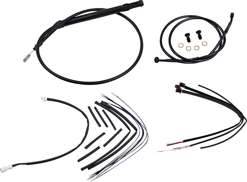 BURLY BRAND 0662-0728 Jail Bar Cable Kit - 14" Handlebars - Black Vinyl - '18-'24 Softail