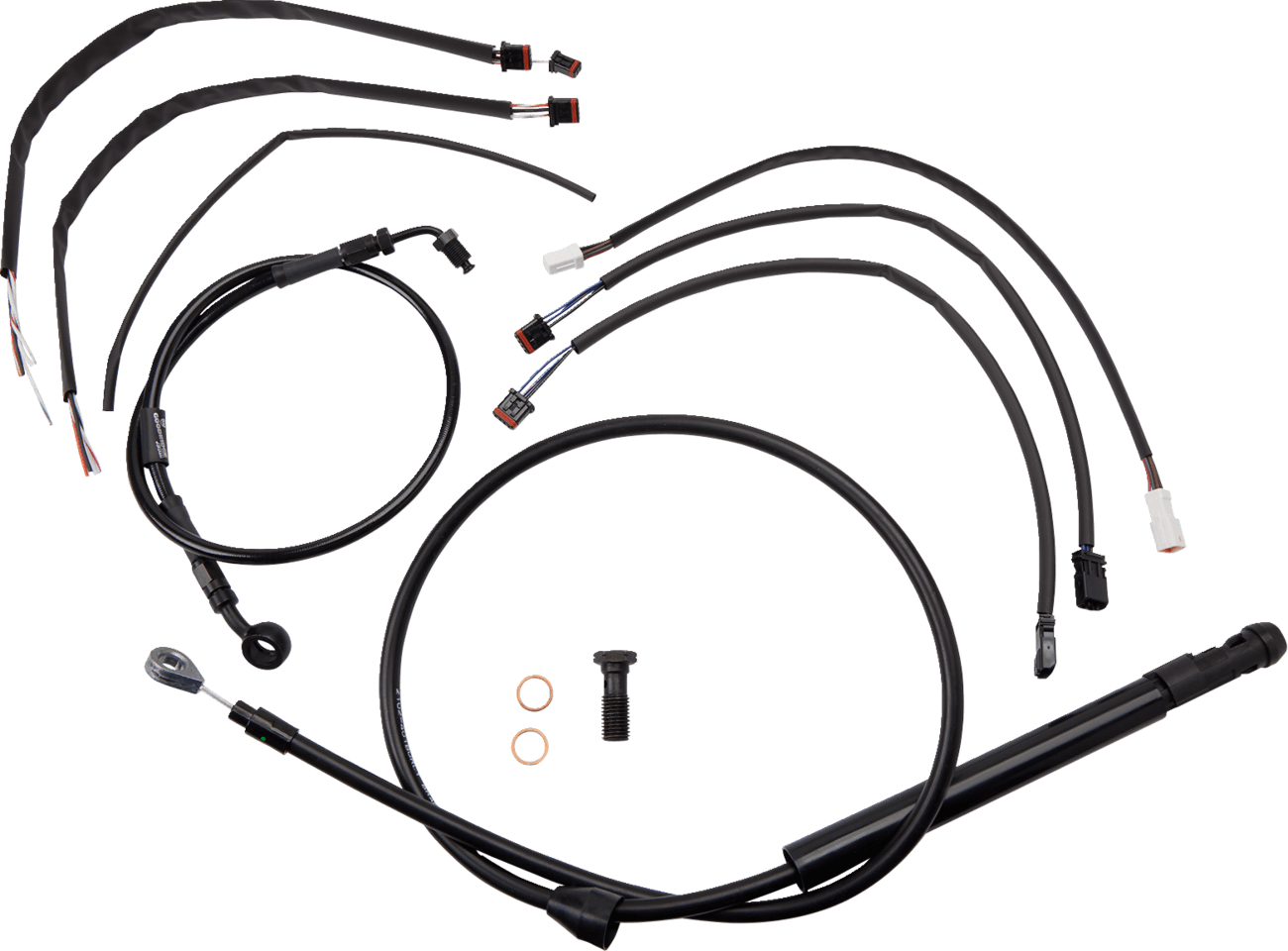 BURLY BRAND 0662-0732 Jail Bar Cable Kit - 12" Handlebars - Black Vinyl - '18-'24 FX