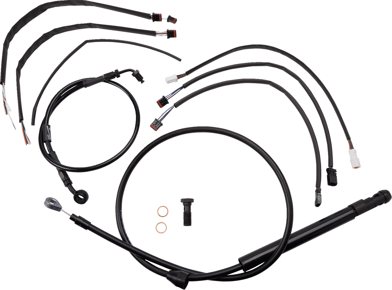 BURLY BRAND 0662-0733 Jail Bar Cable Kit - 14" Handlebars - Black Vinyl - '18-'24 FX