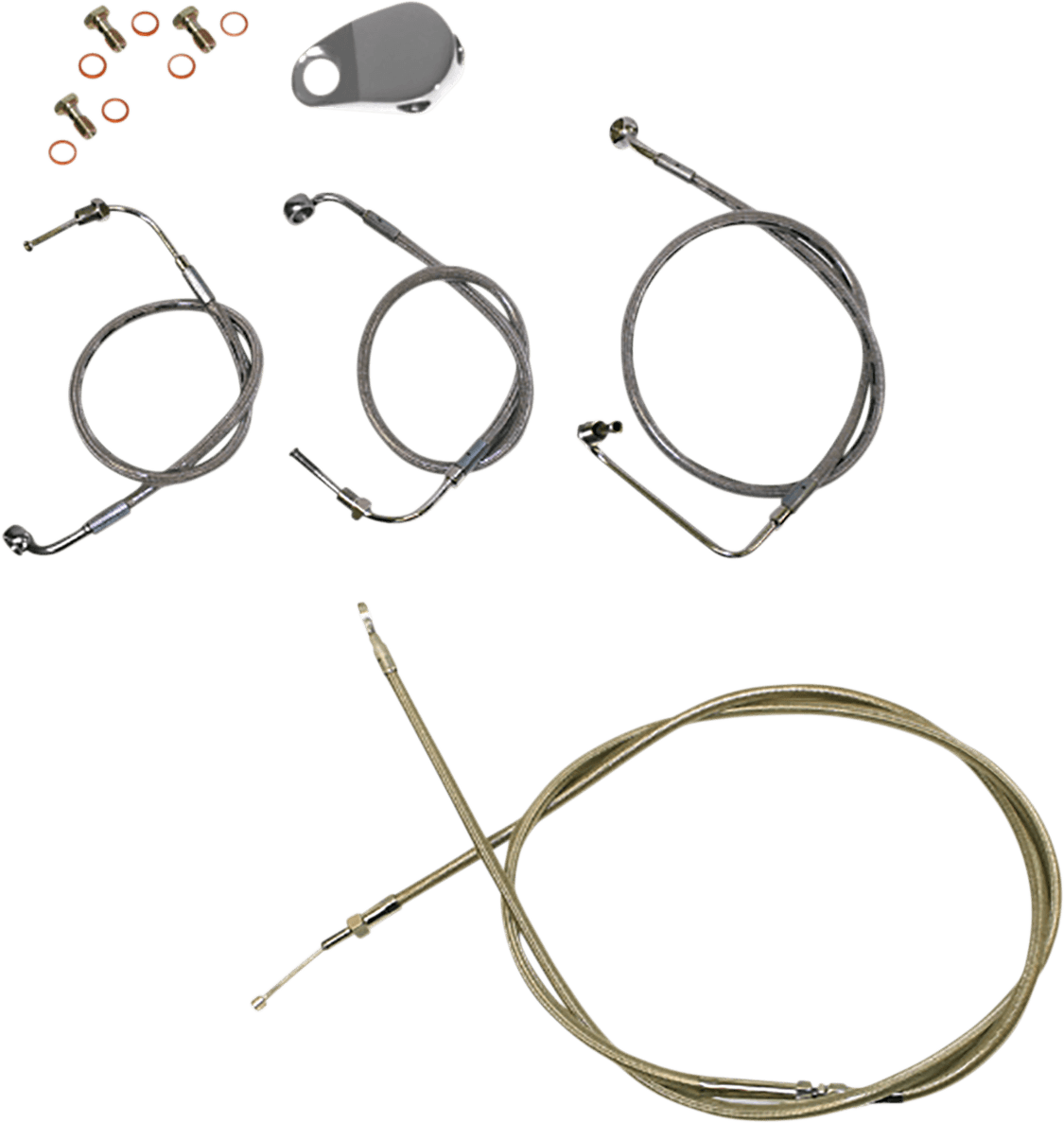 LA CHOPPERS 0662-0789 Standard Stainless Braided Handlebar Cable/Brake Line Kit - 18"-20" Ape Hangers - '18-'22 FX