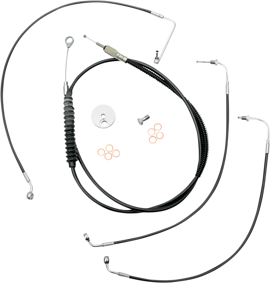 LA CHOPPERS 0662-0790 Standard Black Vinyl Handlebar Cable/Brake Line Kit - 18"-20" Ape Hangers - '18-'22 FX