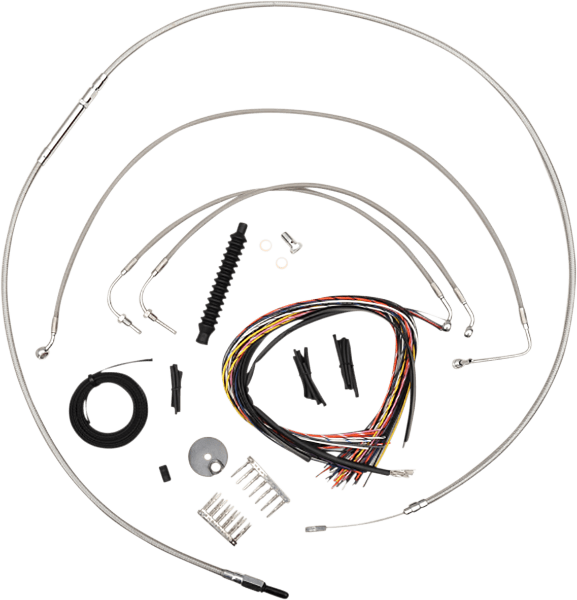 LA CHOPPERS 0662-0798 Complete Stainless Braided Handlebar Cable/Brake Line Kit - 15"-17" Handlebars - '18-'22 FX