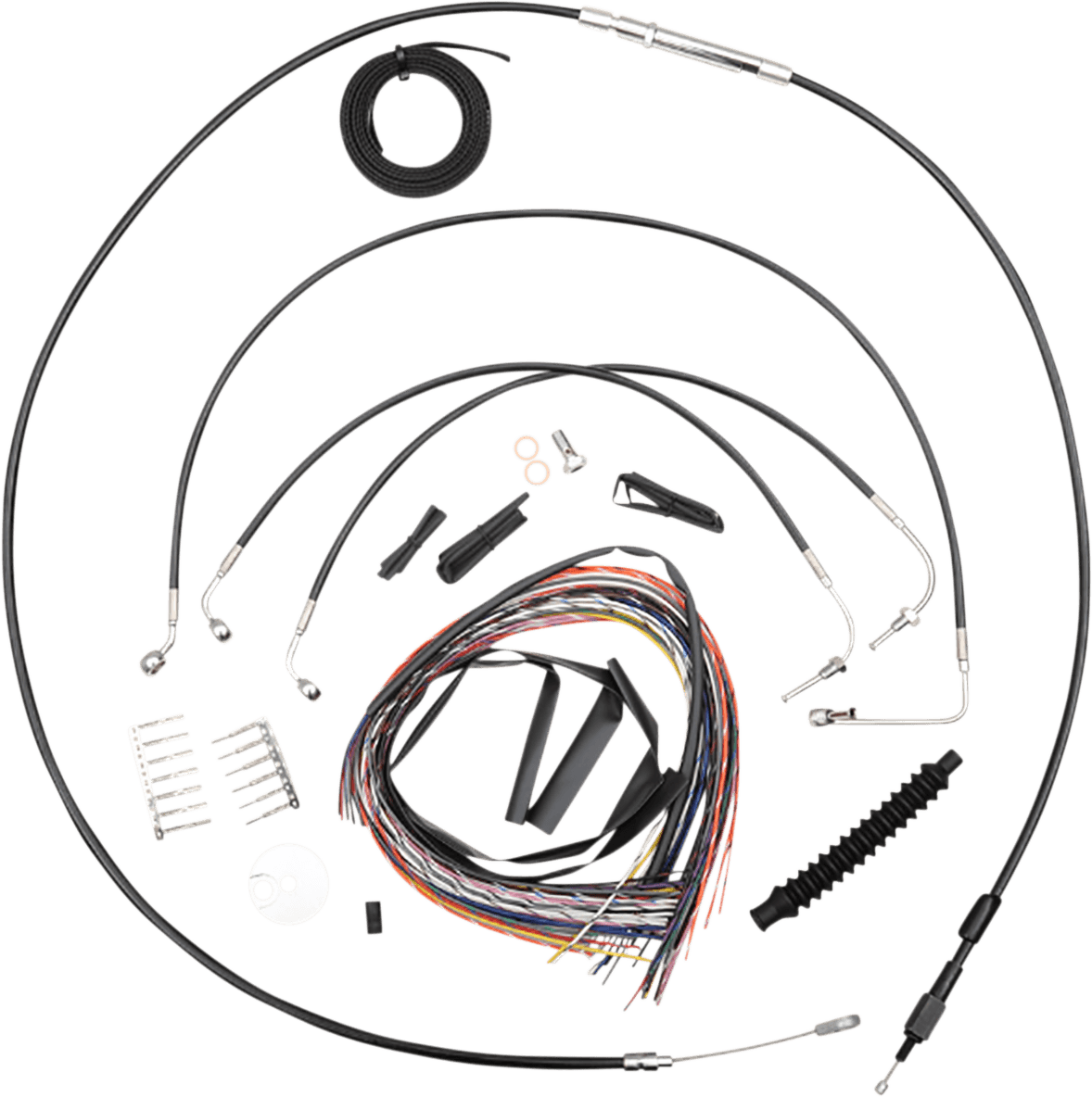 LA CHOPPERS 0662-0802 Complete Black Vinyl Braided Handlebar Cable/Brake Line Kit - 18"-20" Handlebars - '18-'22 Softail