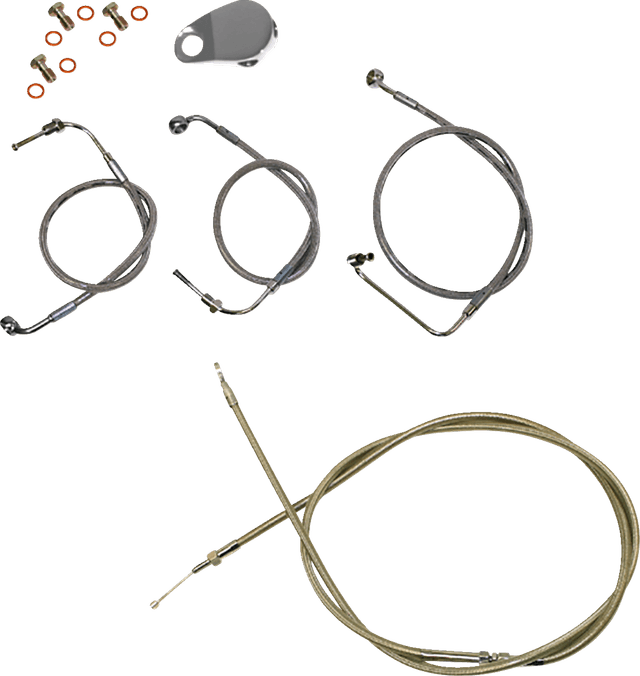 LA CHOPPERS 0662-0831 Standard Stainless Braided Handlebar Cable/Brake Line Kit - 12"-14" Ape Hangers - '18-'22 Softail